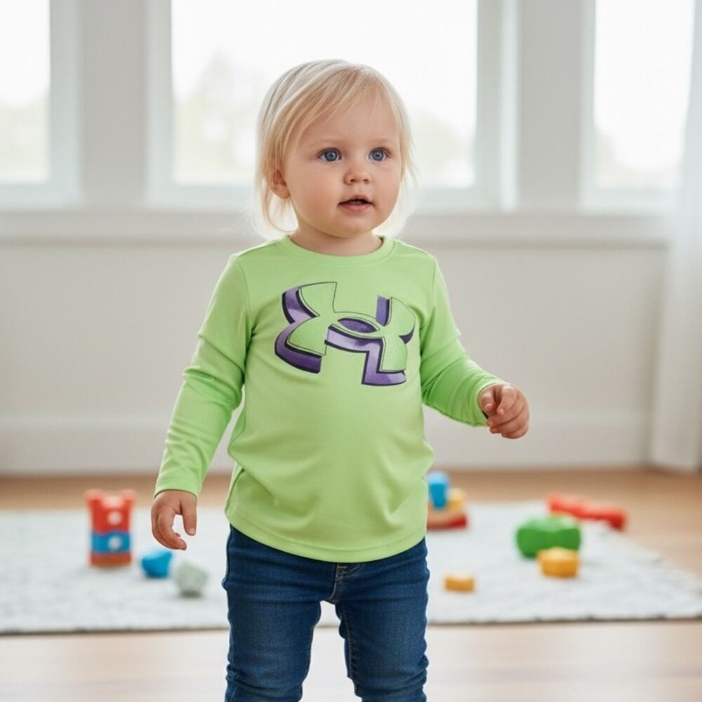 Under Armour Kids Lime and Purple Long Sleeve Tee Size 2T